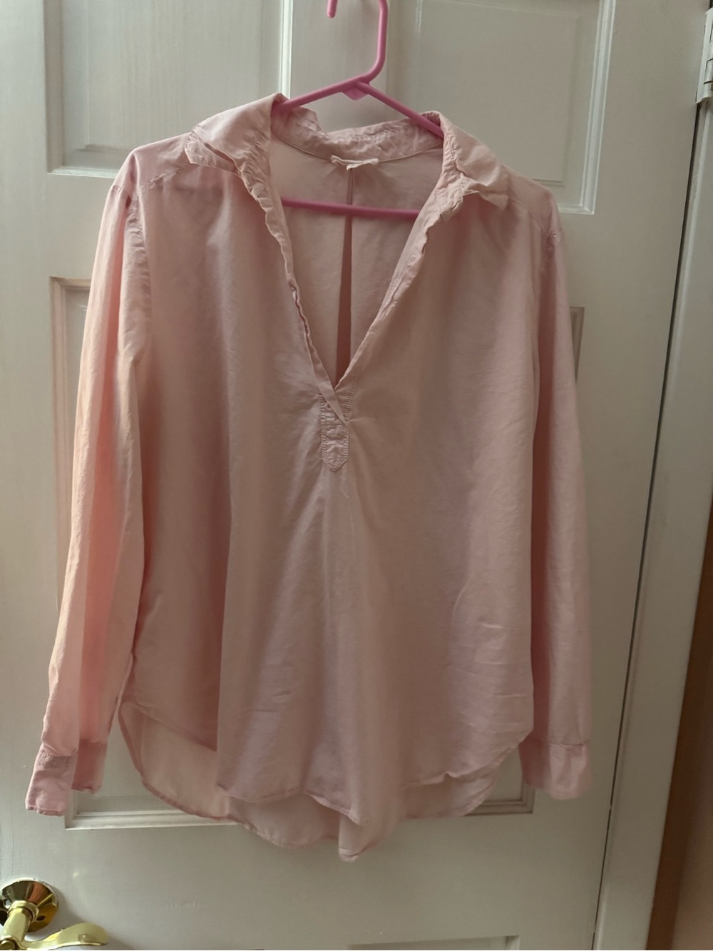 Lou & Grey Pale Pink V-Neck Long Sleeve Blouse